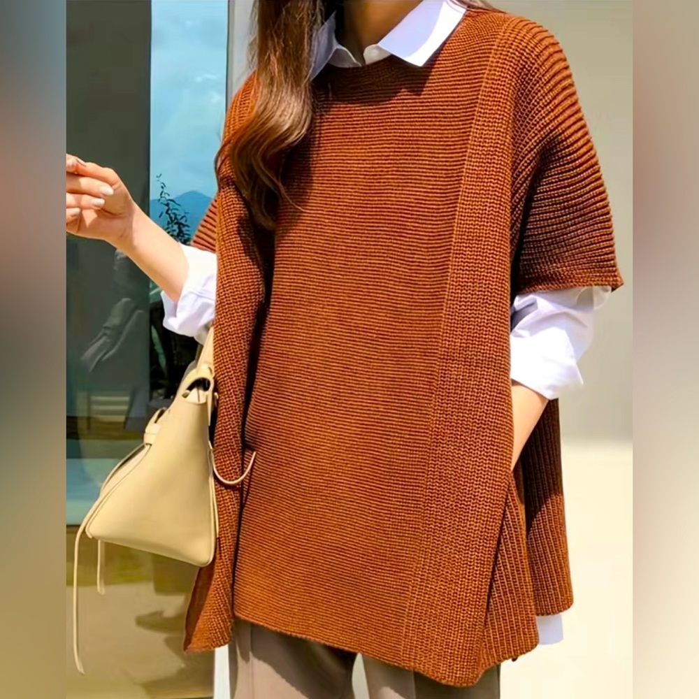 New Rust Poncho-like Sweater
